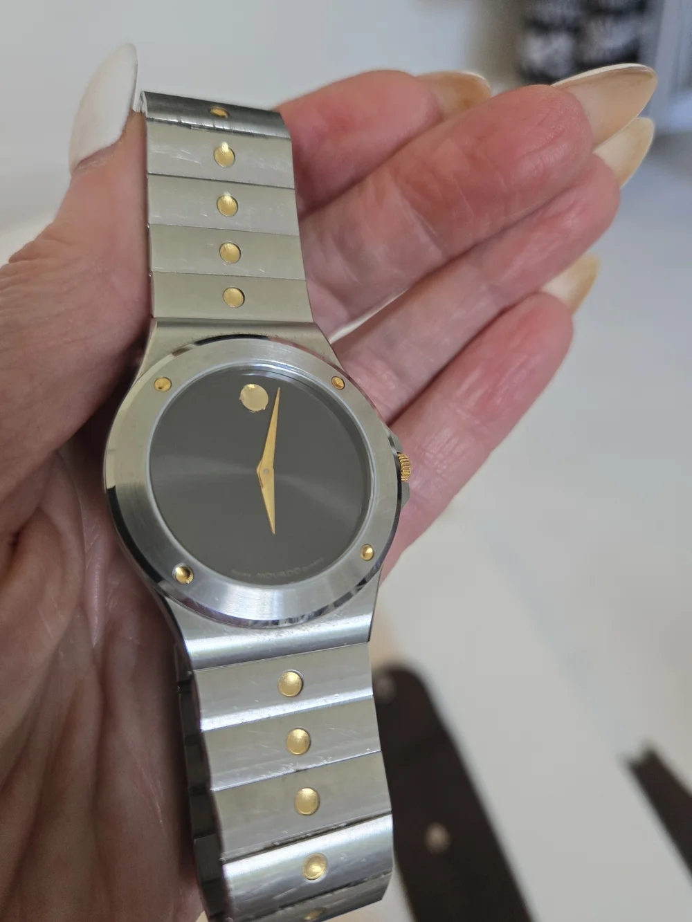 Vintage Movado Museum Watch Two Tone Gold Silver Swiss Made Minimalist Mens